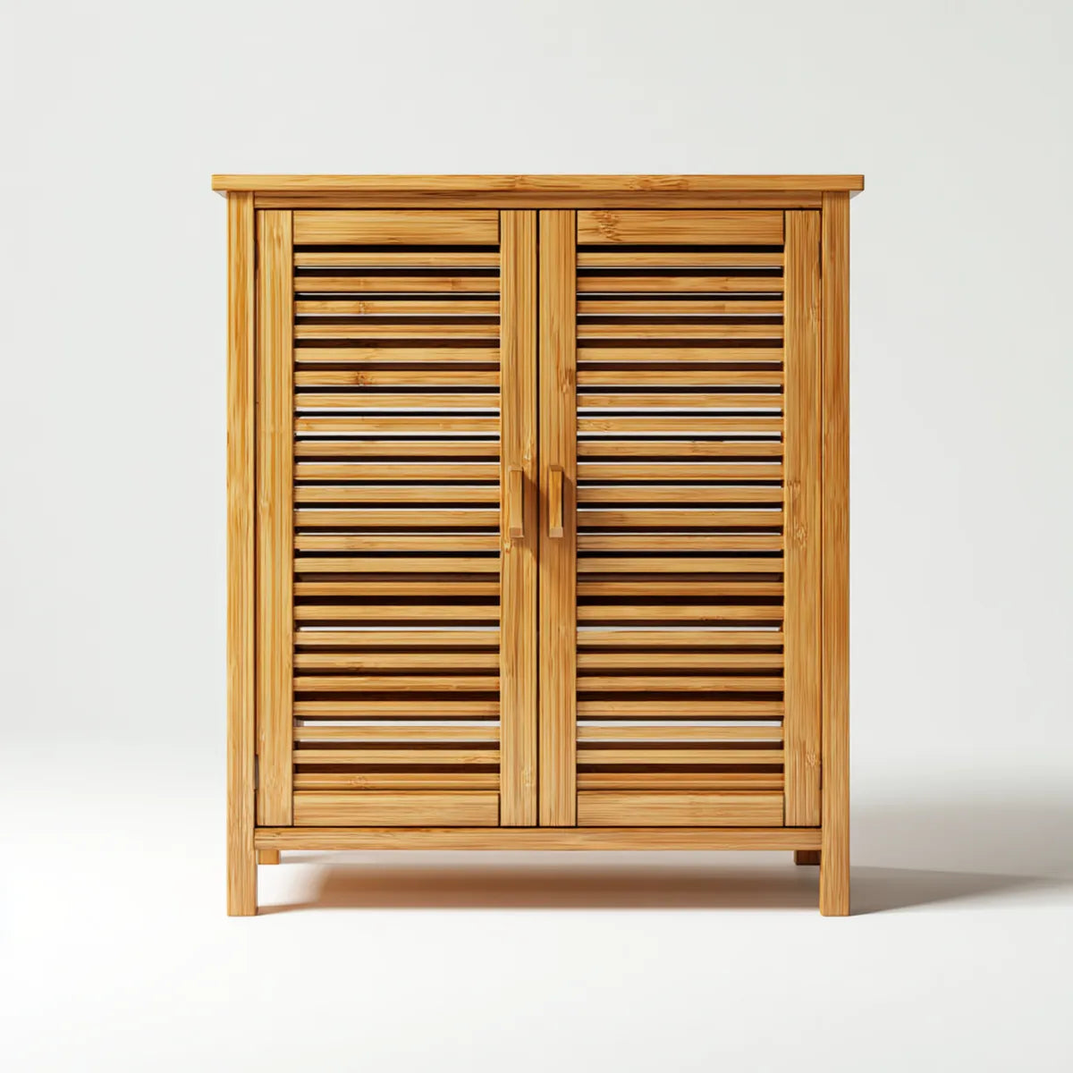 Kleiderschrank mit 2 Lamellentüren Natur 100 x 45 x 140 cm Massivbambus rechteckig