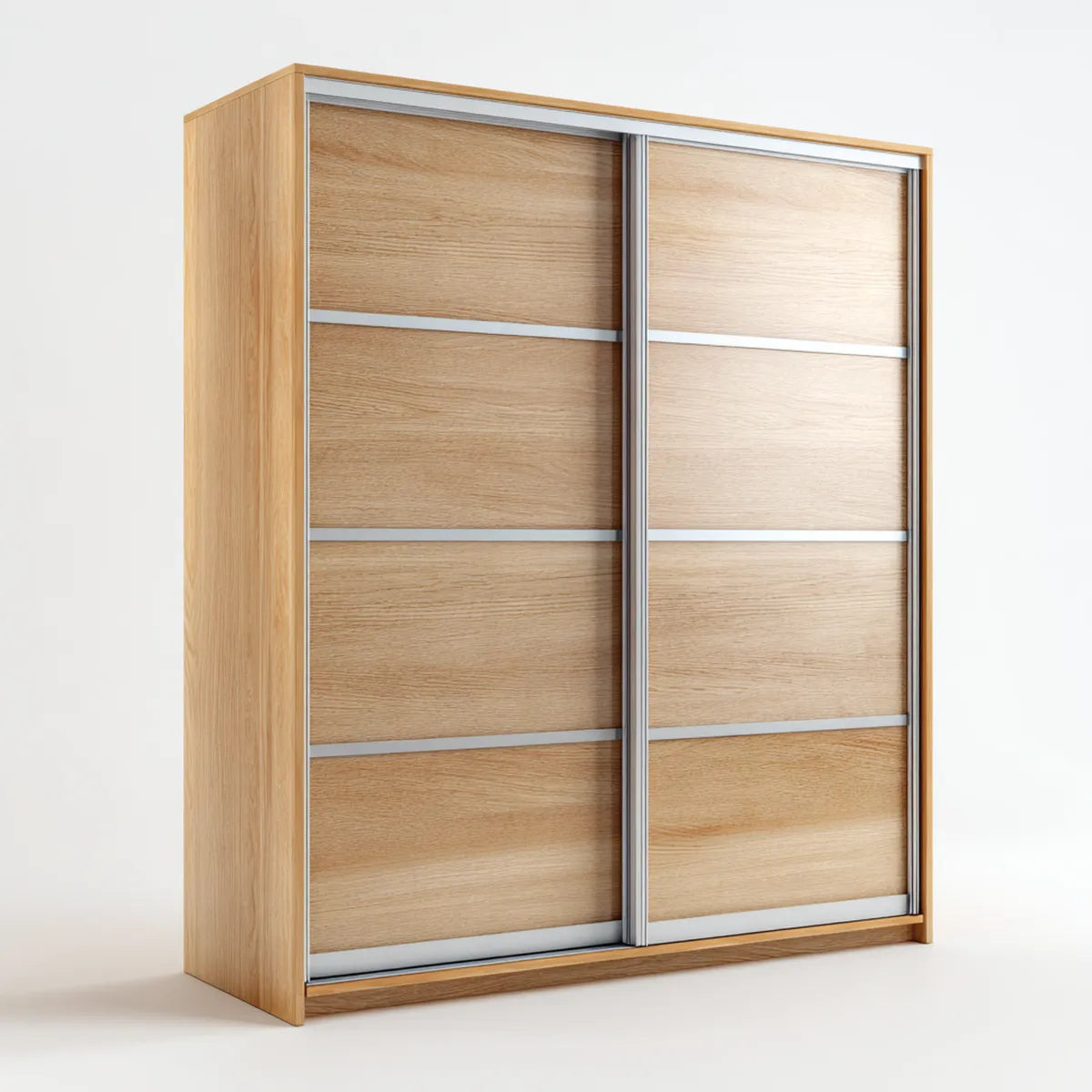 Schwebetürenschrank Eichefarben mit 2 Schiebetüren 180 x 60 x 200 cm aus Spanplatte