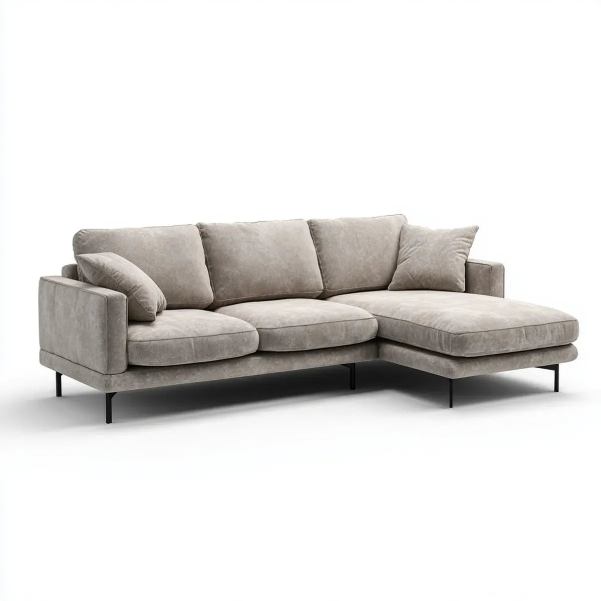 Ecksofa mit Recamiere rechts Grau 270 x 160 x 85 cm Polyester-Samt L-Form