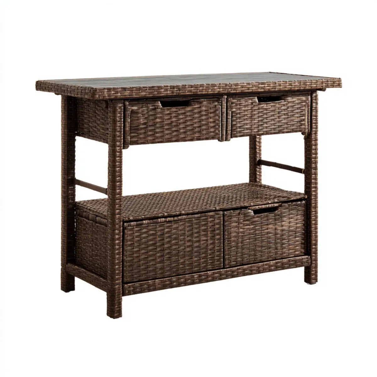 Bartisch mit Stauraum Braun 120 x 60 x 110 cm PE-Rattan rechteckig