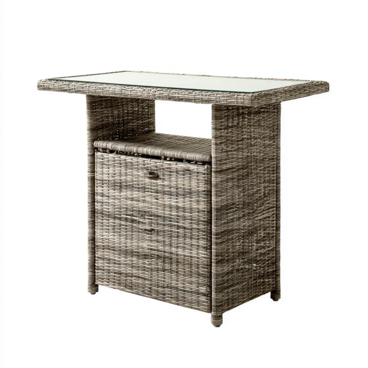 Bartisch mit Stauraum Grau 120 x 60 x 110 cm Polyrattan Aluminium Rechteckig