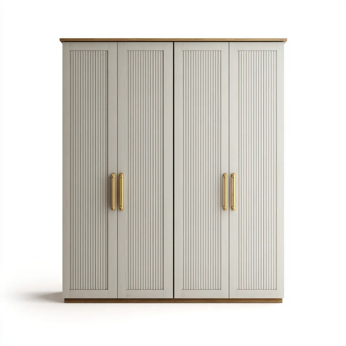 Kleiderschrank 4-türig Beige 200 x 60 x 200 cm Spanplatte mit Lamellenfront