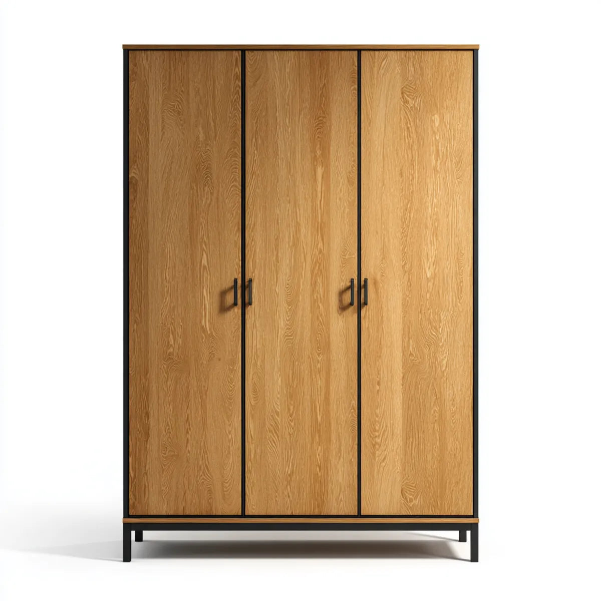 Kleiderschrank 3-türig Eiche natur 150 x 60 x 200 cm mit Eichenfurnier rechteckig