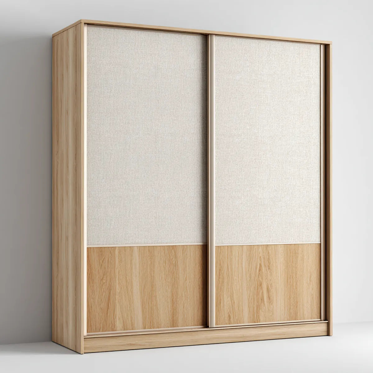 Kleiderschrank Schwebetürenschrank Eiche Beige 120 x 60 x 200 cm Spanplatte rechteckig
