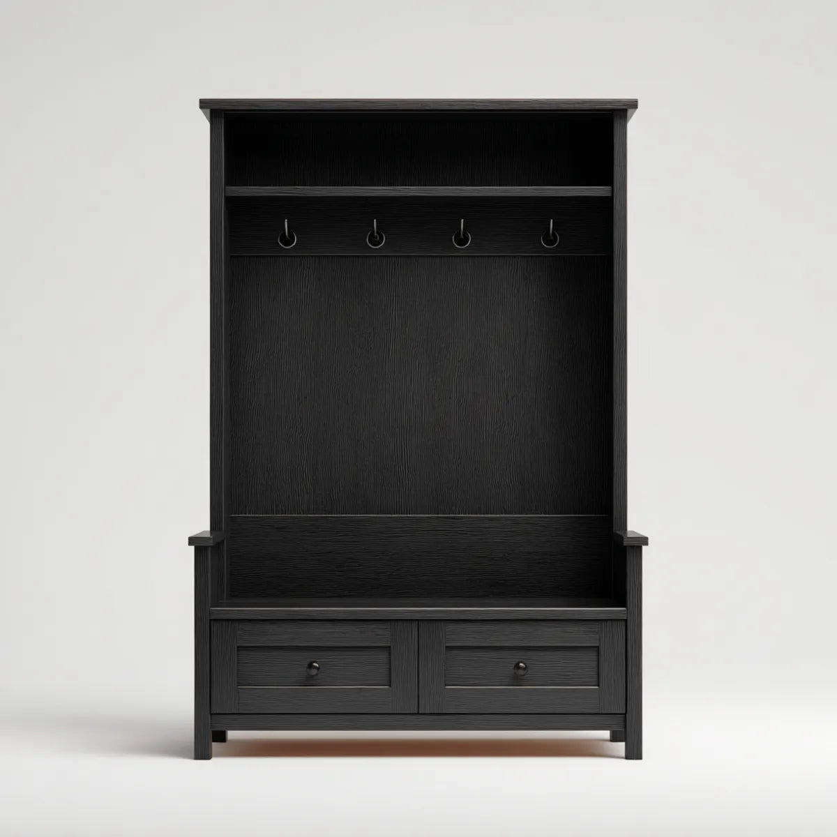Garderobenmöbel Schwarz 80 x 35 x 190 cm aus MDF rechteckig mit 4 Haken und 2 Schubladen