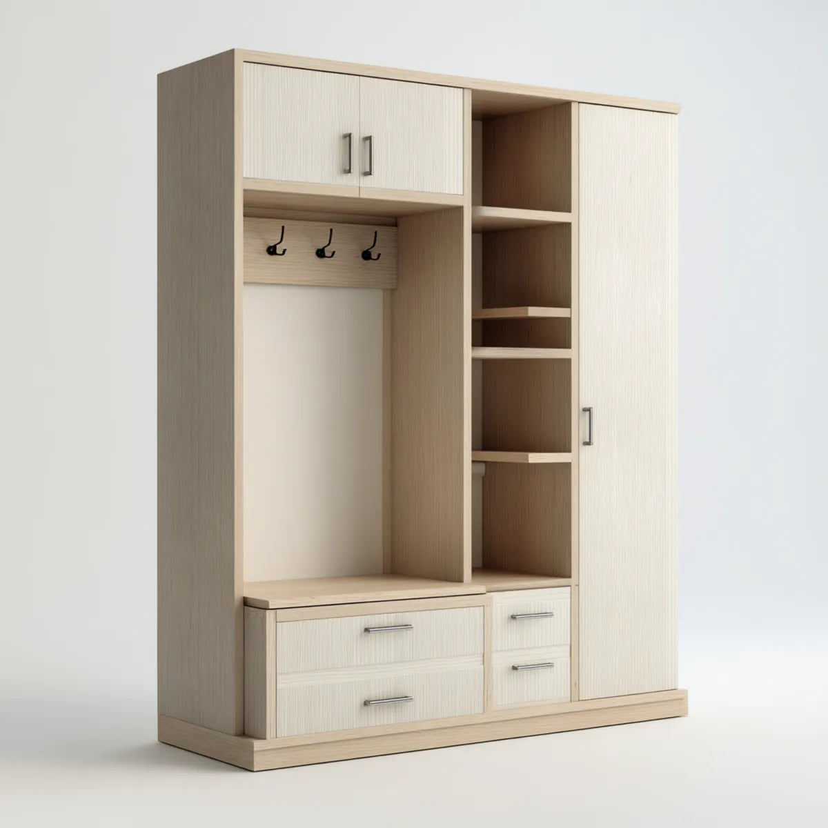 Garderobenschrank mit Sitzbank Eiche Hell 120 x 40 x 200 cm Spanplatte Rechteckig