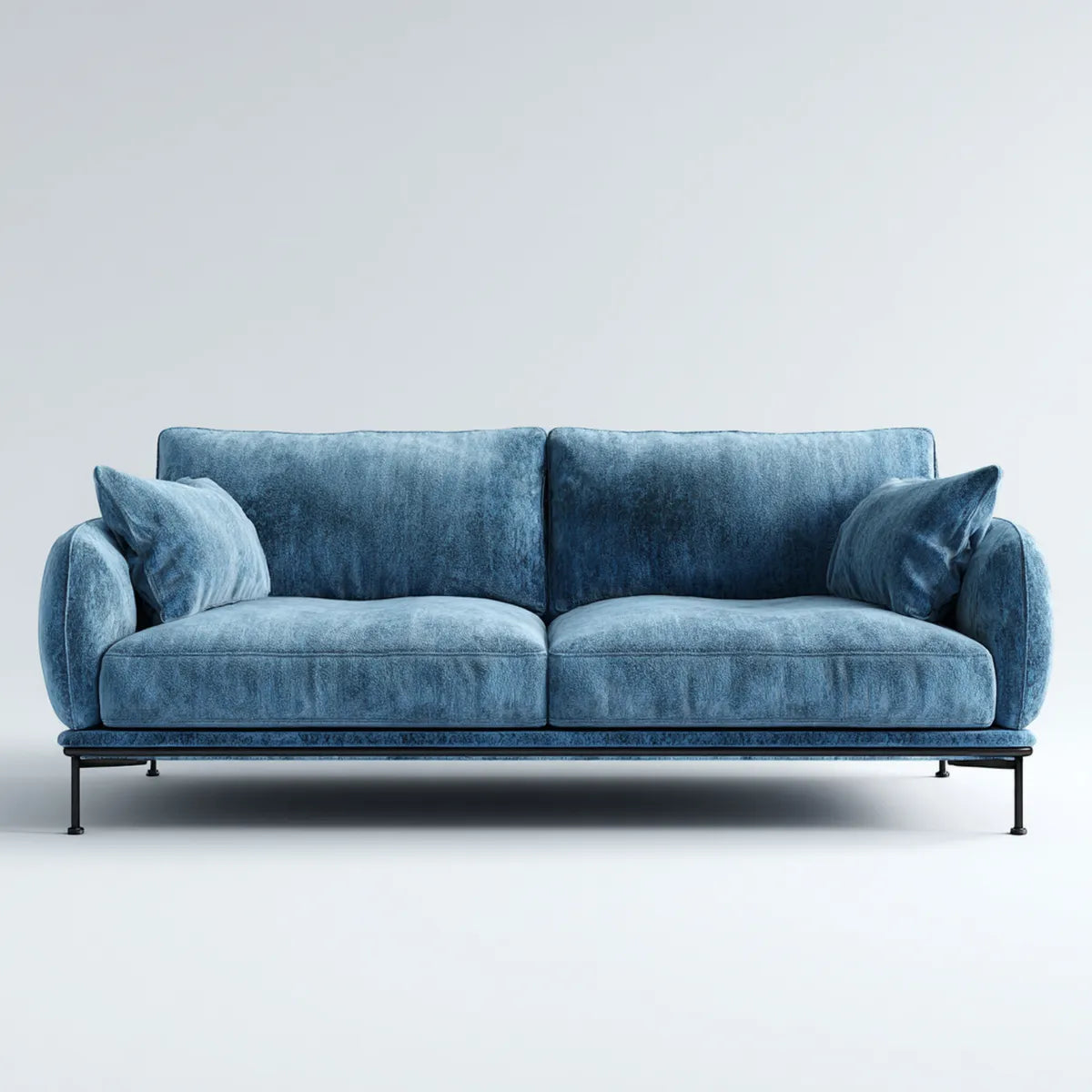 2-Sitzer Sofa Blau 200 x 92 x 84 cm mit Polyester-Samtbezug Stahlgestell gerade