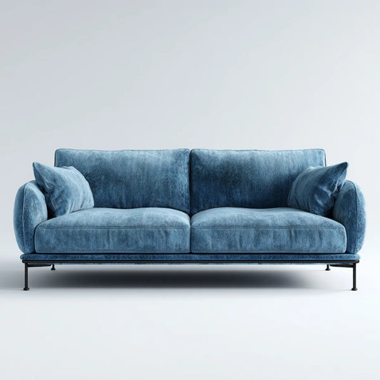 2-Sitzer Sofa Blau 200 x 92 x 84 cm mit Polyester-Samtbezug Stahlgestell gerade