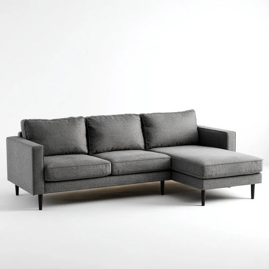Ecksofa mit Recamiere rechts Anthrazit 240 x 160 cm Polyester L-Form