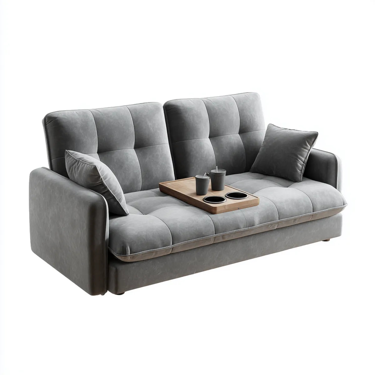 3-Sitzer Sofa Grau 210 x 90 x 88 cm Polyester-Mikrofaser Gerade