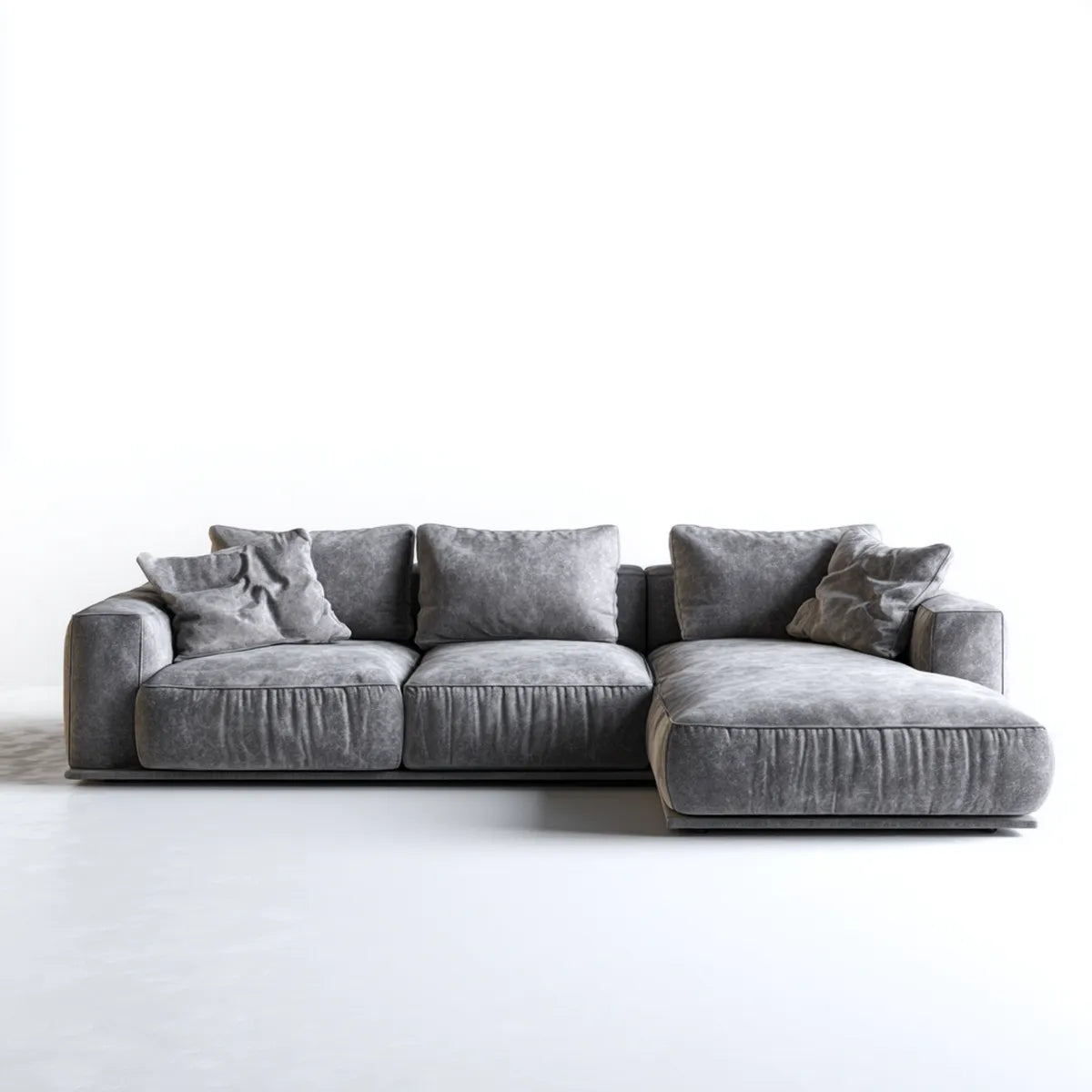 Ecksofa mit Recamiere rechts Grau 280 x 170 x 85 cm Polyester Mikrofaserbezug L-Form