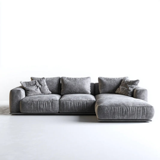 Ecksofa mit Recamiere rechts Grau 280 x 170 x 85 cm Polyester Mikrofaserbezug L-Form