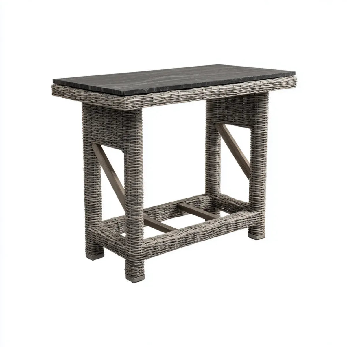 Bartisch Grau 120 x 60 x 110 cm Polyethylen-Geflecht Stahl Rechteckig mit Sicherheitsglasplatte