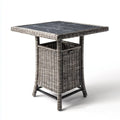 Bartisch Grau Schwarz 80 x 80 x 110 cm PE-Rattan Stahl Sicherheitsglas Quadratisch