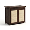 Barschrank mit 2 Türen Dunkelbraun Natur 100 x 45 x 100 cm Akazienholz und PE-Rattan Rechteckig