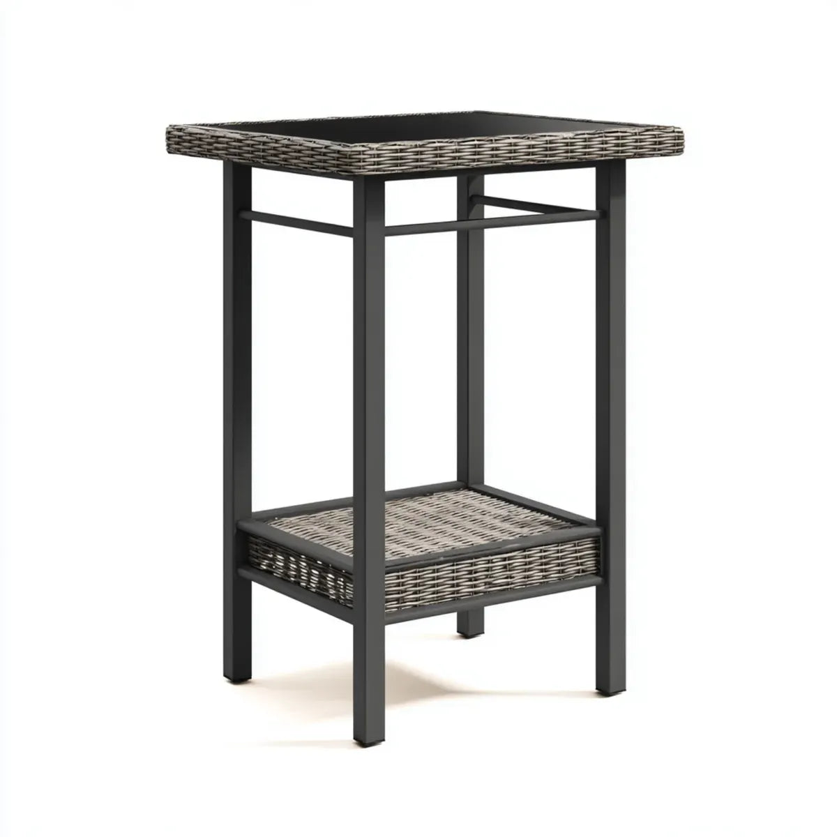 Bartisch Schwarz Grau 80 x 80 x 110 cm Aluminium Polyrattan Quadratisch