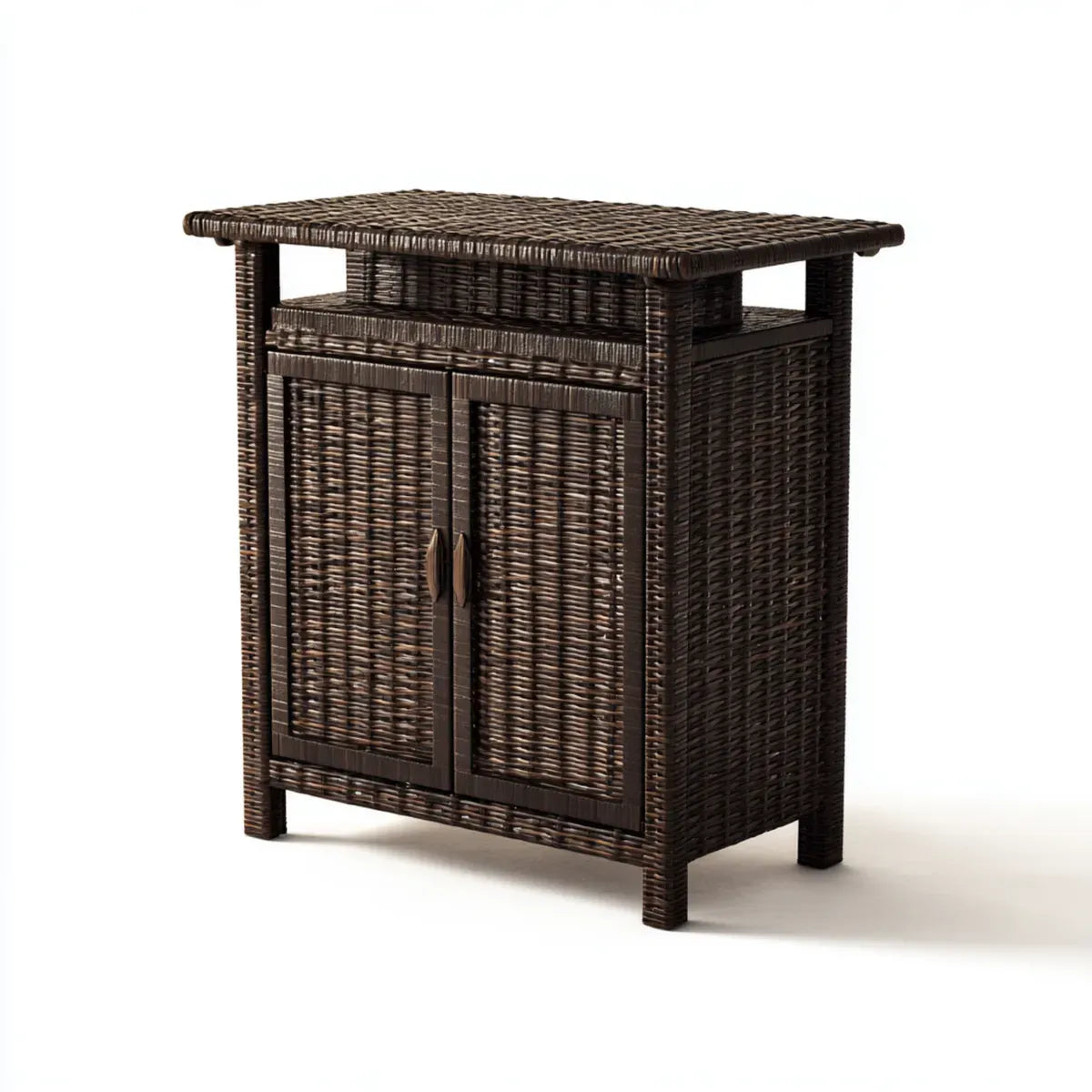 Bartisch mit Stauraum Dunkelbraun 100 x 60 x 110 cm PE-Rattan Rechteckig
