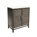 Barschrank Outdoor Grau Weiß 80 x 50 x 100 cm Aluminium PE-Rattan rechteckig