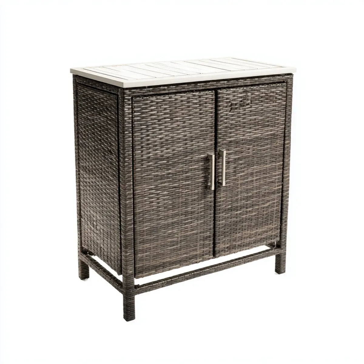 Barschrank Outdoor Grau Weiß 80 x 50 x 100 cm Aluminium PE-Rattan rechteckig