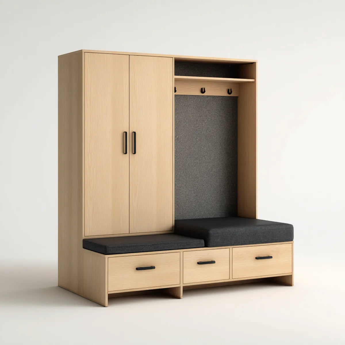 Garderobenschrank mit Sitzbank Eiche hell Anthrazit 180 x 40 x 200 cm Spanplatte rechteckig