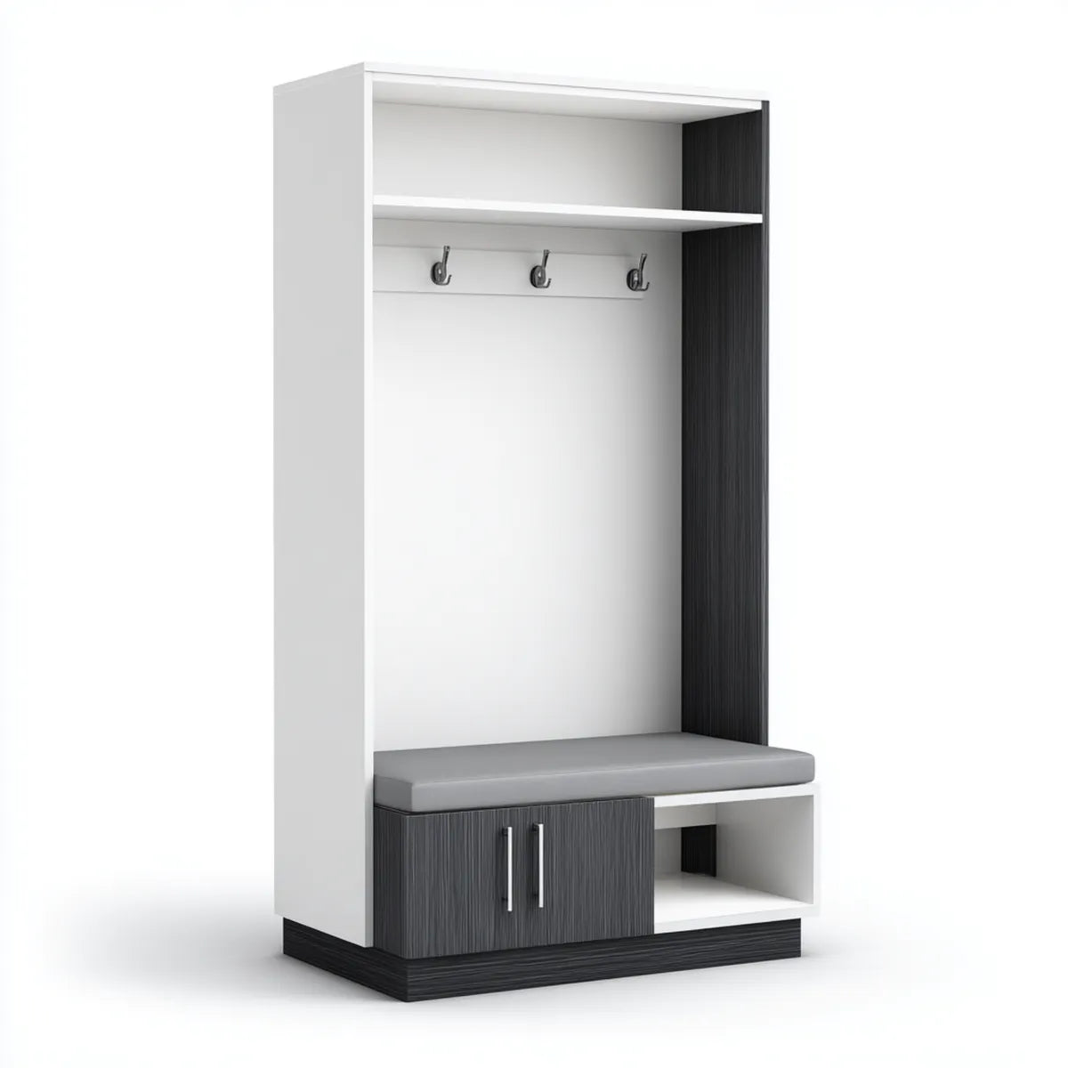 Garderobenschrank mit Sitzbank Weiß Anthrazit 80 x 40 x 190 cm aus melaminharzbeschichteter Spanplatte rechteckig