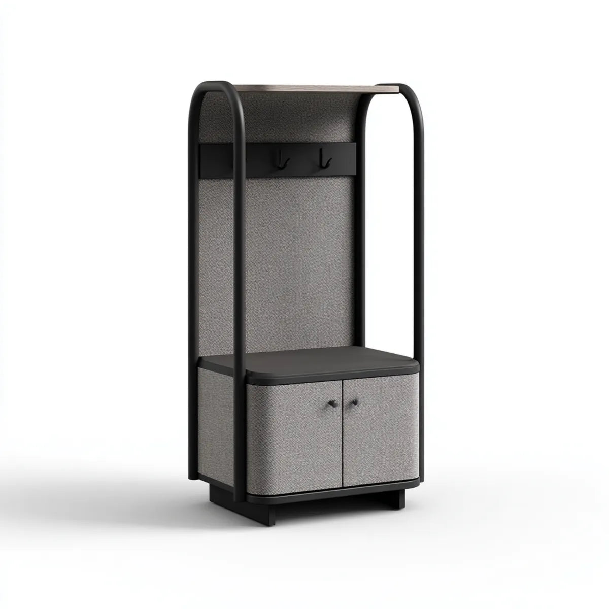 Garderobenschrank mit Sitzbank Schwarz Grau 80 x 40 x 180 cm Stahl MDF Polyester Rechteckig